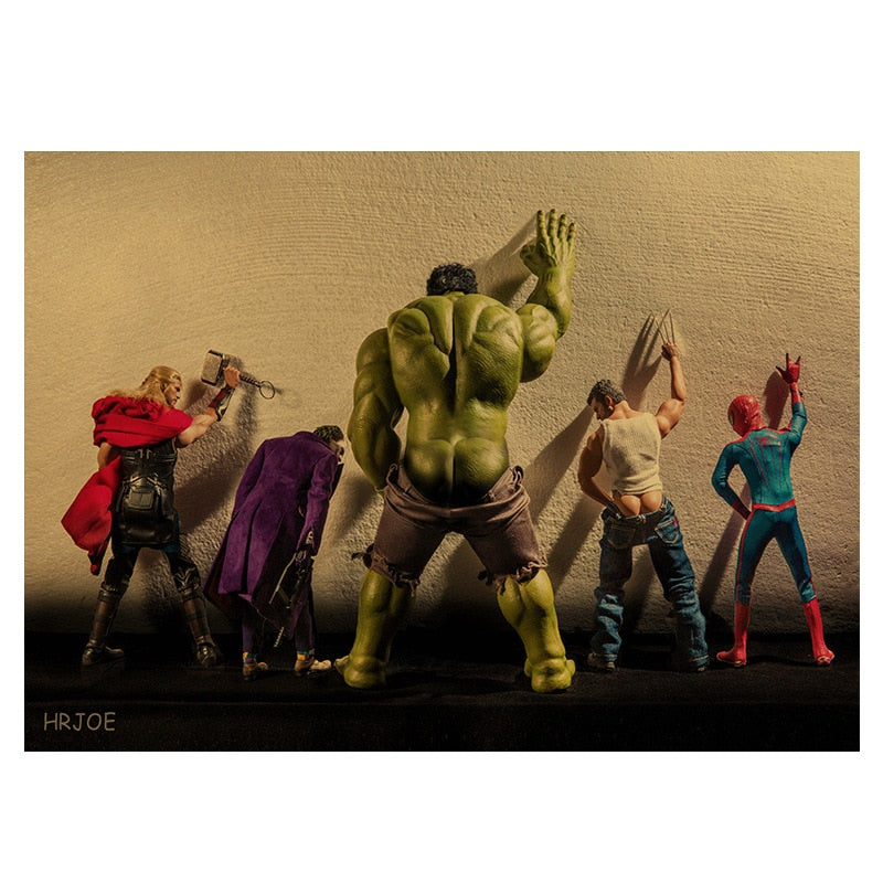 Moive Marvel Figures Toys The Avengers Vintage Kraft Paper Home Decor