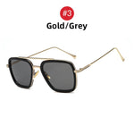 2019 Square Men Edith Sunglasses Vintage Tony Stark Silver Metal