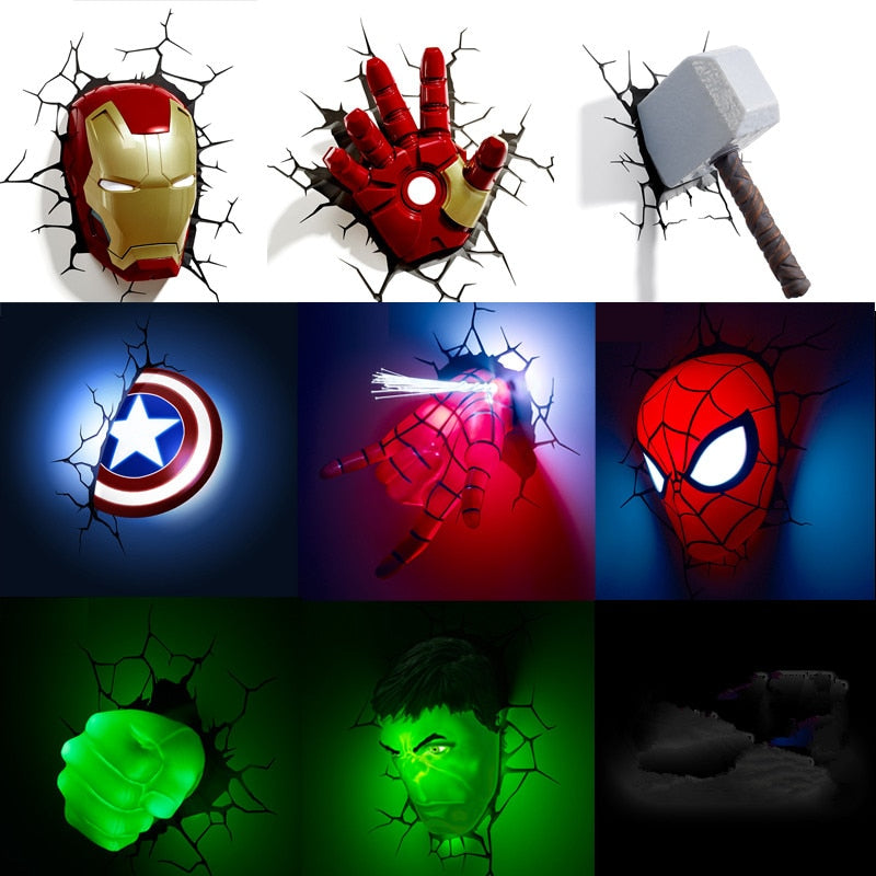 Marvel avengers LED Wall Lamps for Bedroom, Living Room, 3D creative Light.
