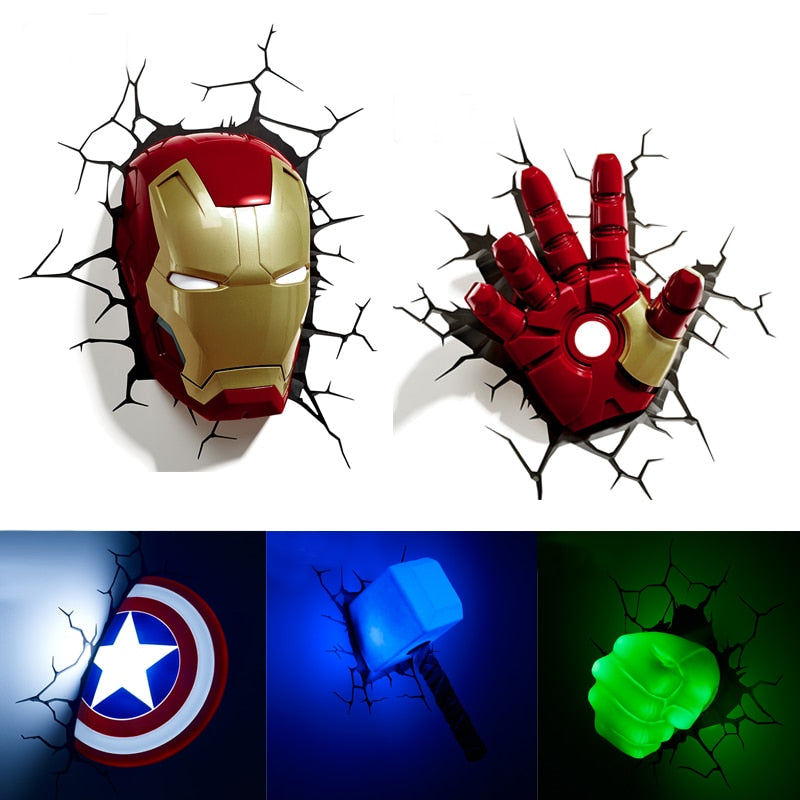 Marvel avengers LED Wall Lamps for Bedroom, Living Room, 3D creative Light.