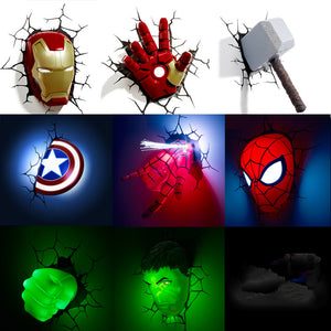 Marvel avengers LED Wall Lamps for Bedroom, Living Room, 3D creative Light.