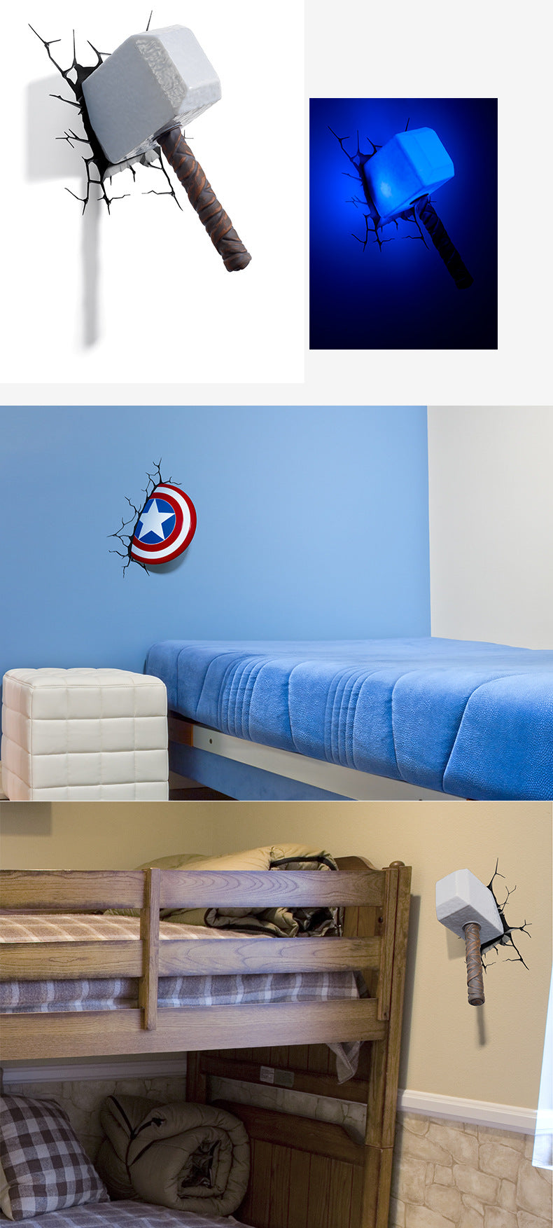 Marvel avengers LED Wall Lamps for Bedroom, Living Room, 3D creative Light.