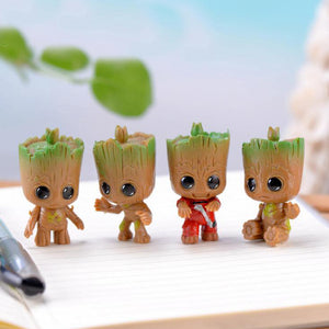 4pcs/set Marvel Guardians of The Galaxy Avengers Tiny Cute Baby Tree Man Model Figure Toys 5cm