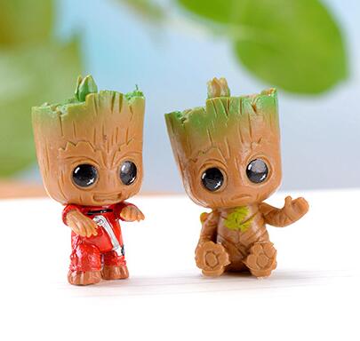 4pcs/set Marvel Guardians of The Galaxy Avengers Tiny Cute Baby Tree Man Model Figure Toys 5cm