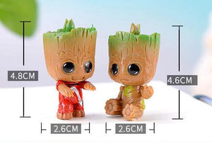 4pcs/set Marvel Guardians of The Galaxy Avengers Tiny Cute Baby Tree Man Model Figure Toys 5cm