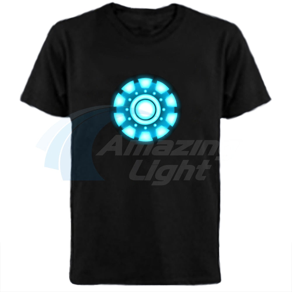 Iron Man Arc Reactor Tony Stark Avengers Thor Hulk Led Sound-activated Tee T-shirt