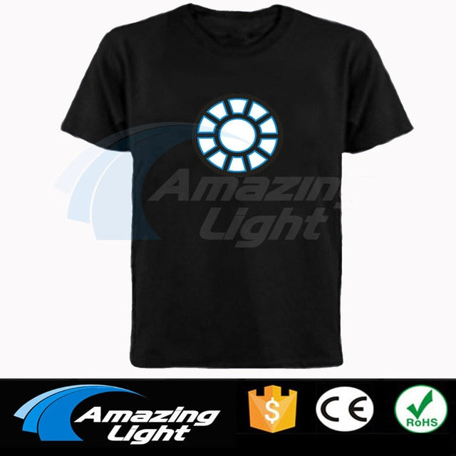 Iron Man Arc Reactor Tony Stark Avengers Thor Hulk Led Sound-activated Tee T-shirt