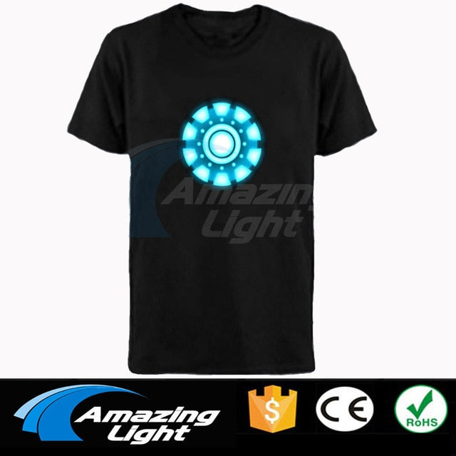 Iron Man Arc Reactor Tony Stark Avengers Thor Hulk Led Sound-activated Tee T-shirt